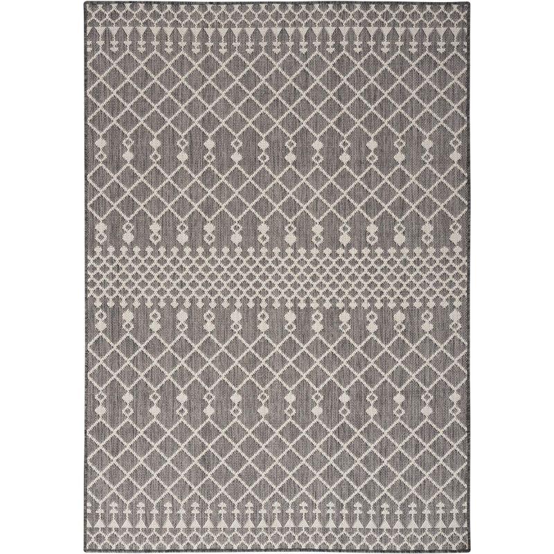 Charcoal Moroccan Trellis Flatweave 4' x 6' Outdoor Rug