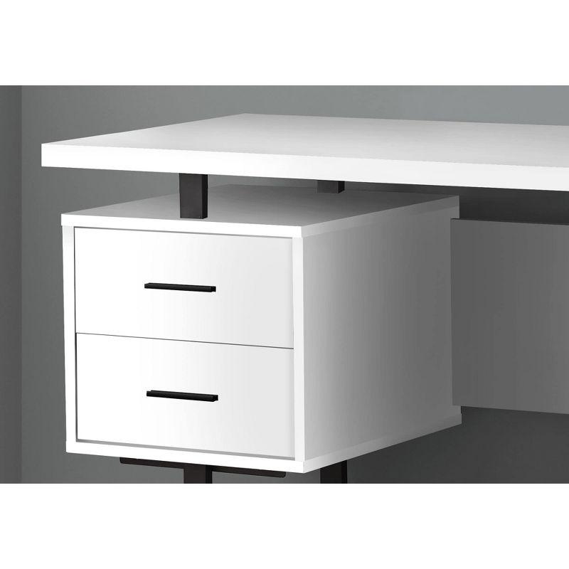 Monarch Specialties Computer Desk Home Office Laptop Left Right Set-Up Storage Drawers 60InchL Work Metal Laminate White Black Contemporary Modern
