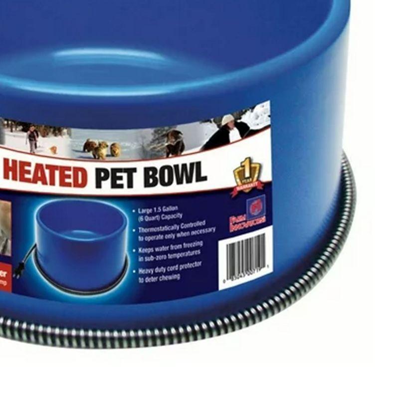 Farm Innovators 60 Watt Premium Plastic Heated Pet Water Bowl with Advanced Thermostatic Control for Large Dogs and Cats, Blue