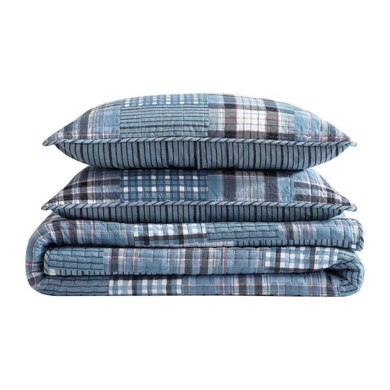 Eddie Bauer Hawthorne 100% Cotton Quilt Set Blue