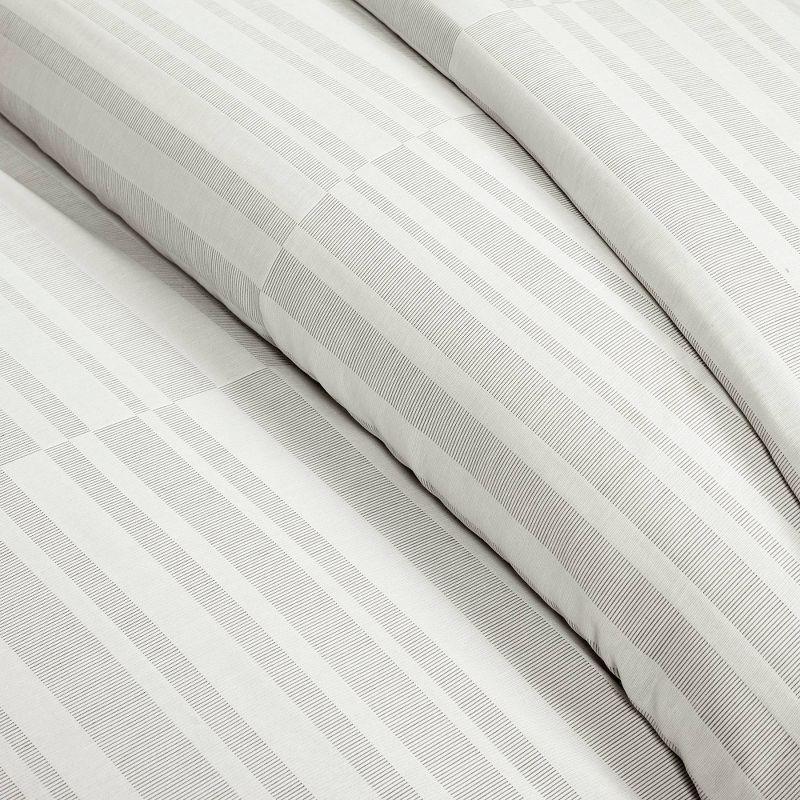 Sawyer Modern Broken Stripe Duvet Cover Gray/White 3Pc Set