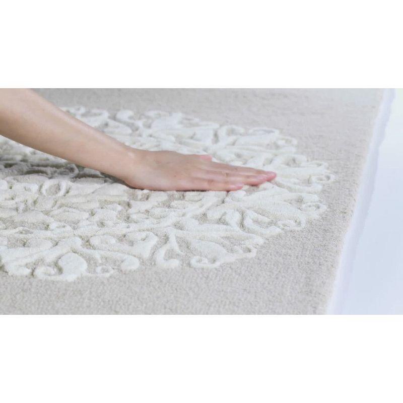 Ivory Rectangular Hand-Tufted Wool 4' x 6' Area Rug