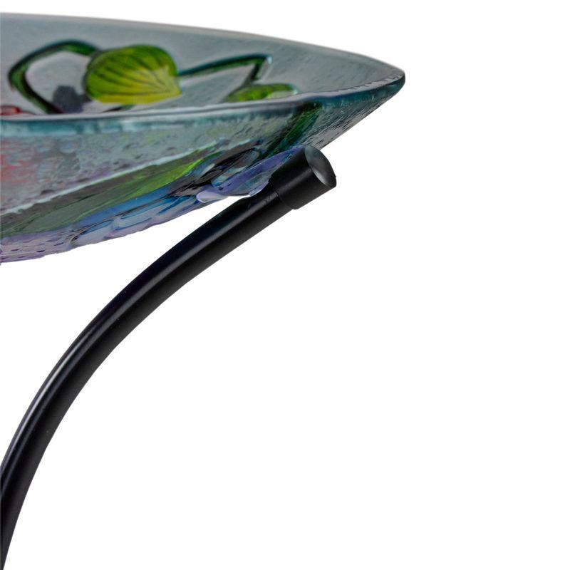 Northlight Seasonal 21" Butterfly and Carnations Hand Painted Glass Outdoor Birdbath