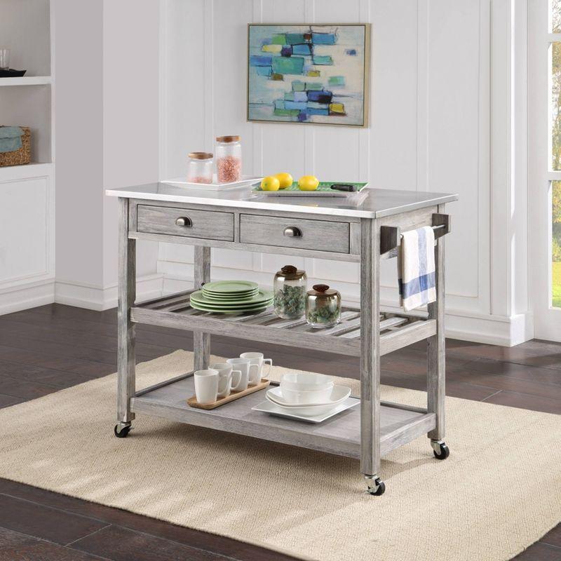 Sonoma Kitchen Cart with Stainless Steel Top  - Boraam