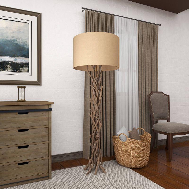 Rustic Floor Lamp Beige - Olivia & May: Natural Driftwood Design, Indoor Use, E26, 59" Post