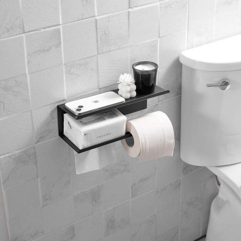 Modern Toilet Paper Holder with Anti-Rust Shelf Paper Roll Holder Toilet Tissue Holder Wipes Storage in Matte Black