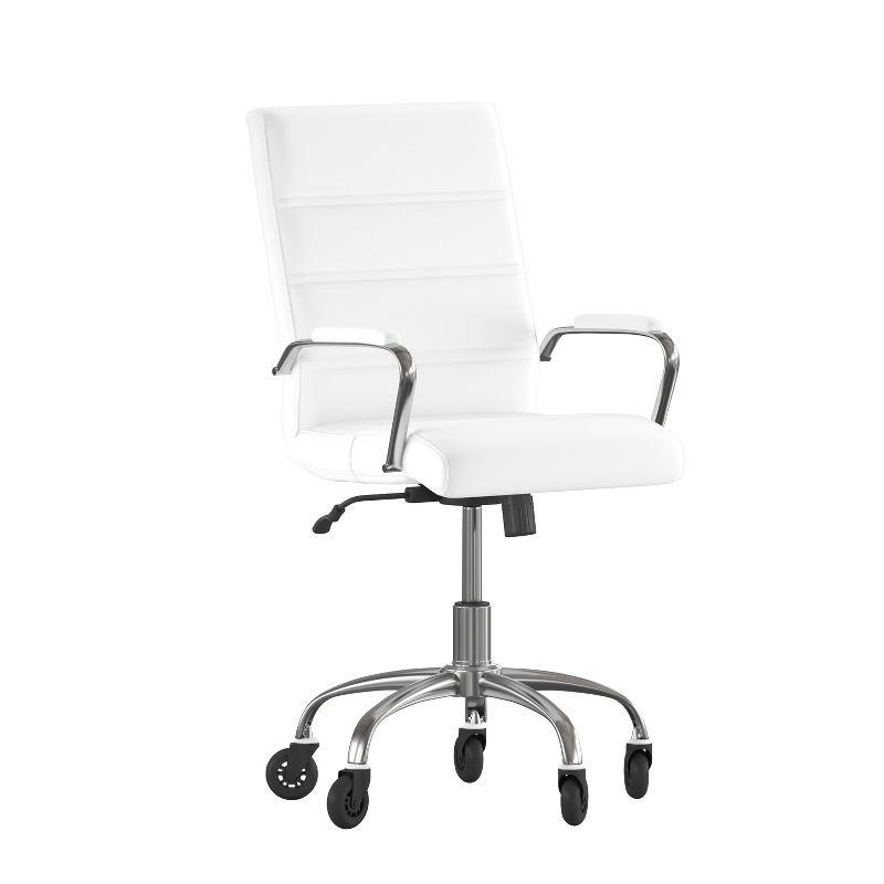 Flash Furniture Camilia Mid-Back Executive Swivel Office Chair with Arms, and Transparent Roller Wheels