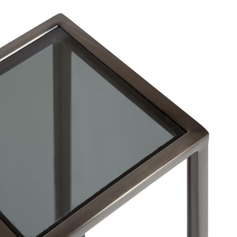 Kate and Laurel Jaspur Square Metal Drink Table, 7x7x21, Pewter