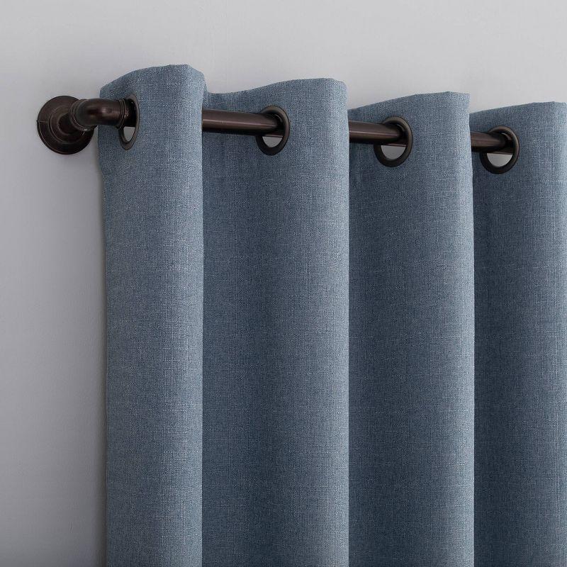 Blue Polyester Blackout Grommet Curtain Panel