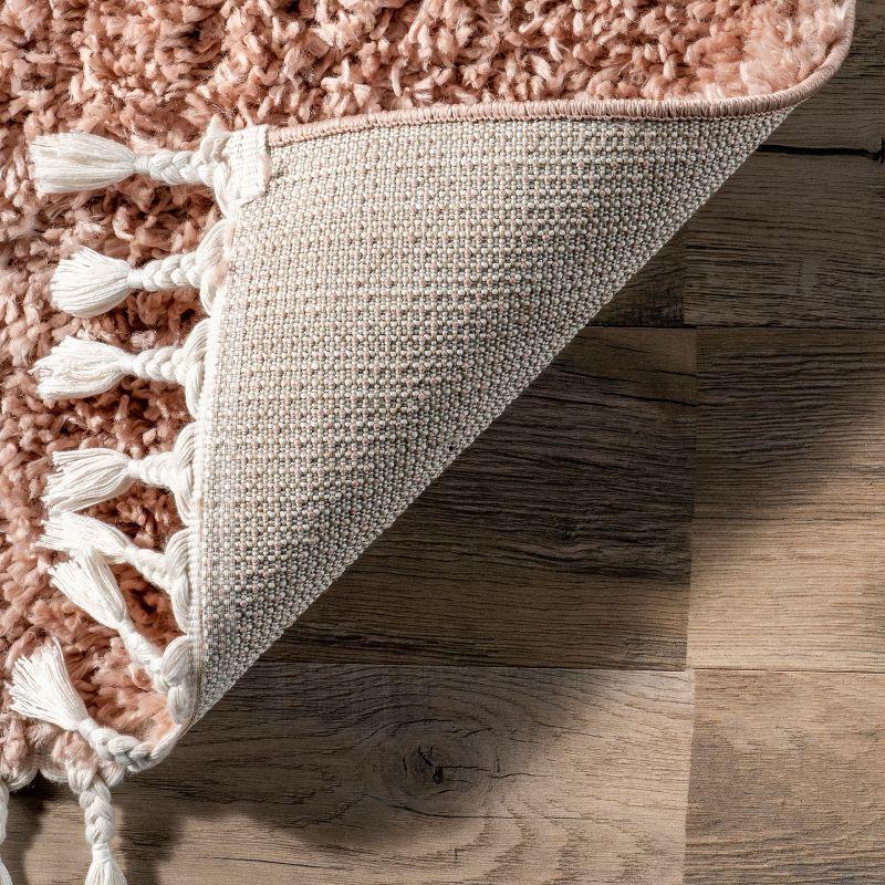 Nuloom Neva Solid 8x11 Shag Indoor Area Rug for Living Room Bedroom Dining Room Nursery, Blush/Ivory