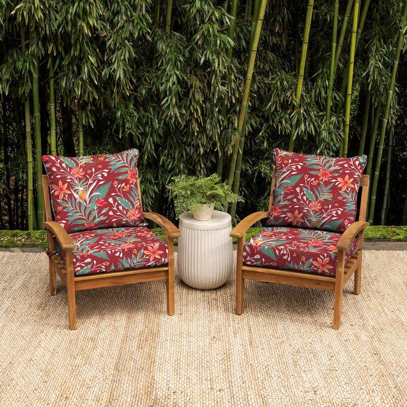 Luau Red Tropical Floral Outdoor Deep Seat Cushion Set