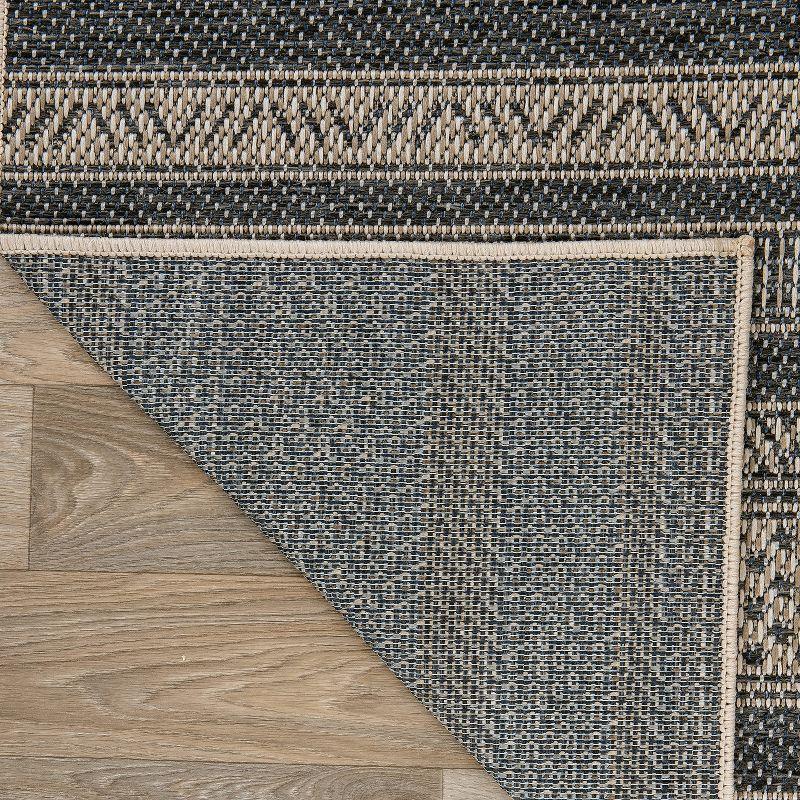 Blue Geometric Flat Woven Indoor/Outdoor Rug 5' x 7'