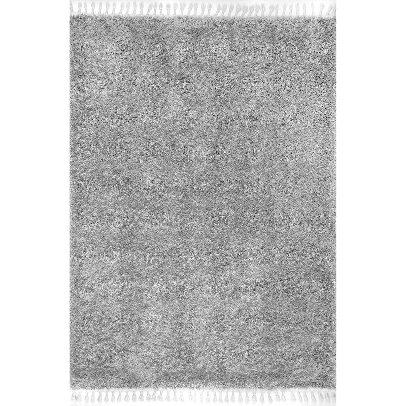 Cozy Charm Light Gray Braided Shag Area Rug 6'7" x 9'