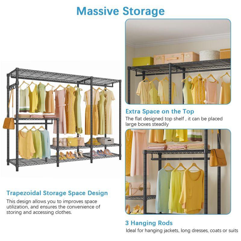 VIPEK V3i Garment Rack Large Wardrobe Closet Adjustable Metal Clothing Rack with Shelves & Hanger Rod & Side Hooks, 950lbs Weight Capacity