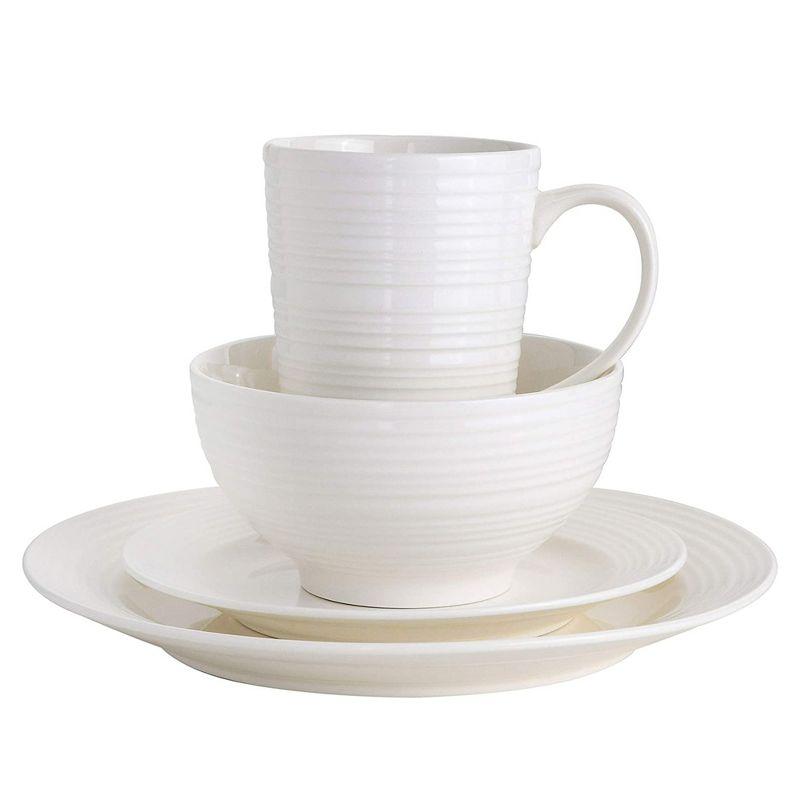 Gibson Home Classic Porcelain Zen Buffet Round Dinnerware Set with Multi Sized Plates, Bowls, and Mugs