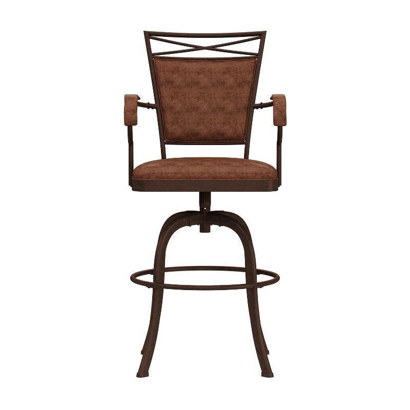 Bridgetown Tilt Base Barstool - Aged Bronze - Hillsdale Furniture: 360 Swivel, Metal Frame, Faux Leather Upholstery