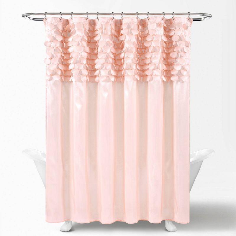 Blush Polyester 72" Textured Shower Curtain with 3D Circles