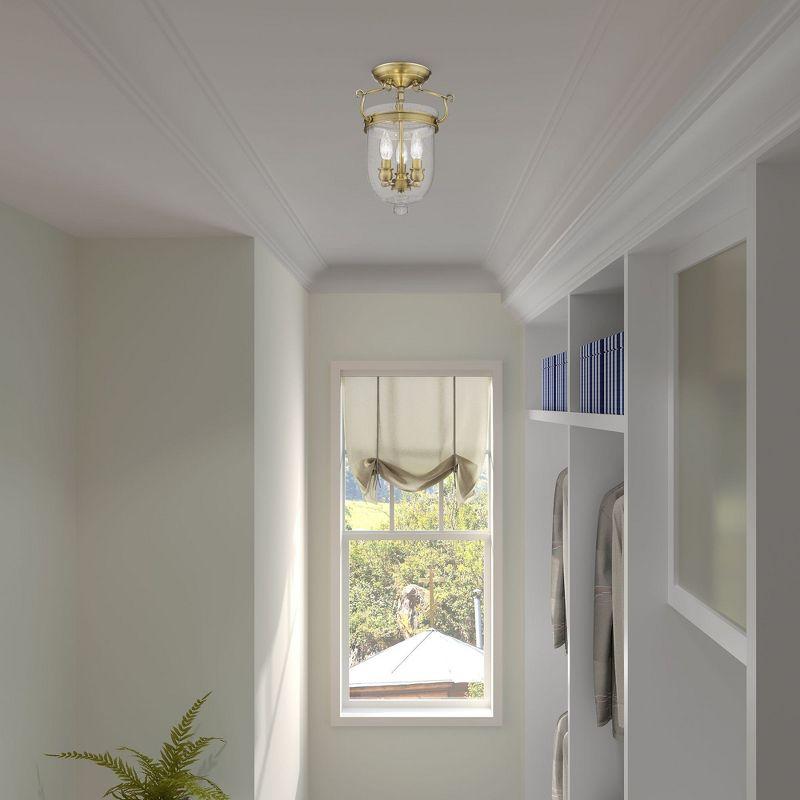 Livex Lighting Jefferson 3 - Light Flush Mount in  Antique Brass