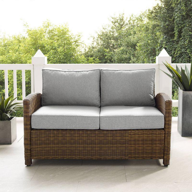 Bradenton Outdoor Wicker Loveseat: Steel Frame, Moisture-Resistant Cushions - Crosley