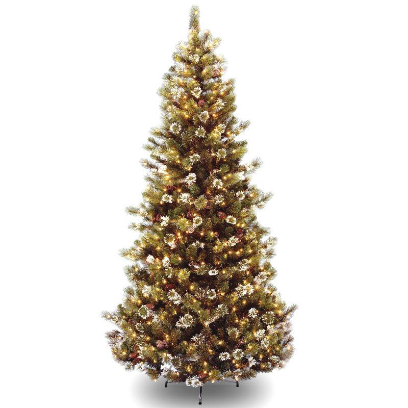 7.5 ft Slim Glittery Pine Christmas Tree with Clear Lights