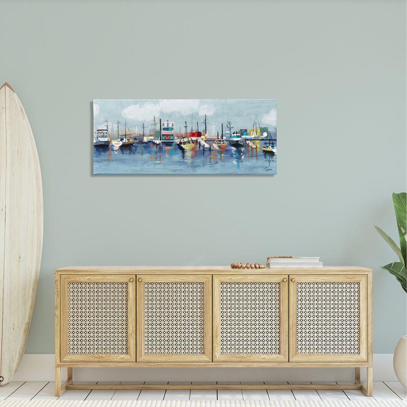 Stupell Industries " Varied Boats Docked Port Marina Ocean Landscape " by Tina Finn Painting Print