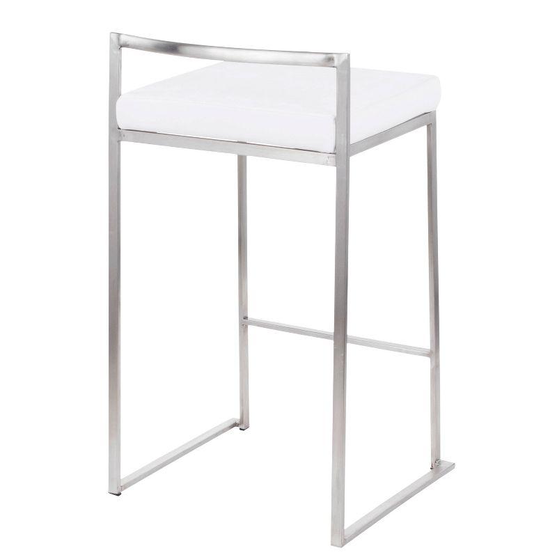 Set of 2 Fuji Contemporary Stackable Barstools White: Velvet Upholstery, 27.75" Seat Height - LumiSource