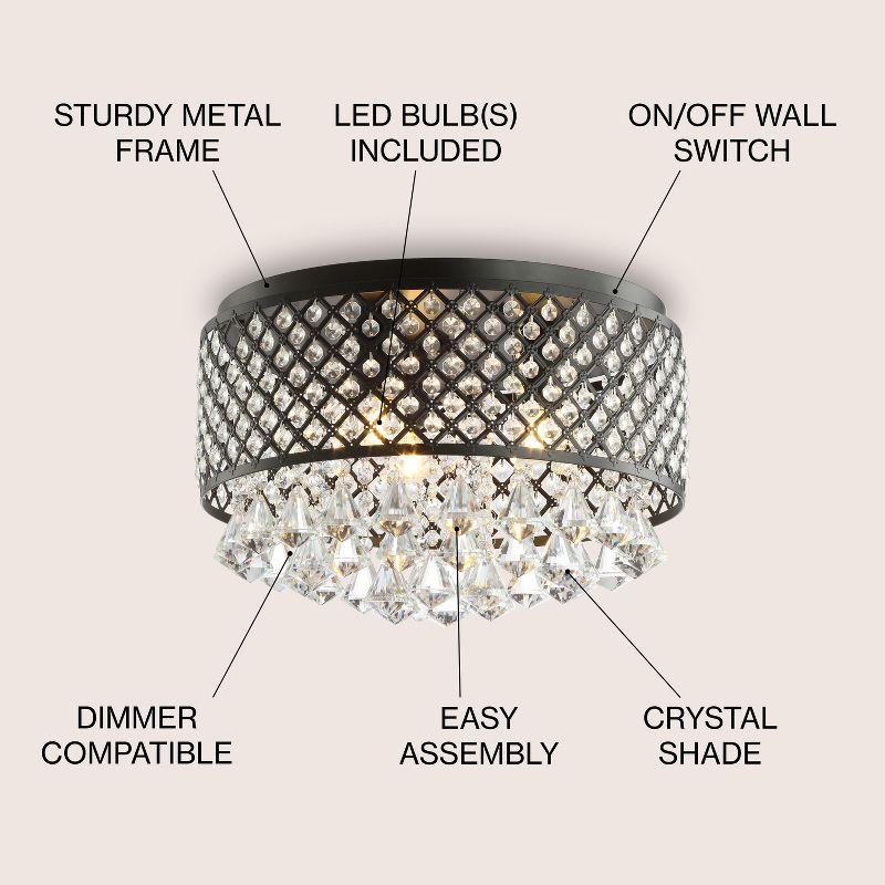 JONATHAN Y Evelyn 3-Light Crystal Drops/Metal LED Flush Mount