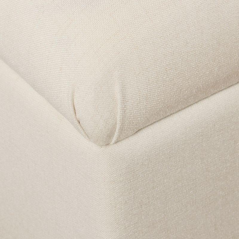 Ainsley Button Tufted Storage Bench Cream - HomePop: Upholstered Ottoman for Family Room