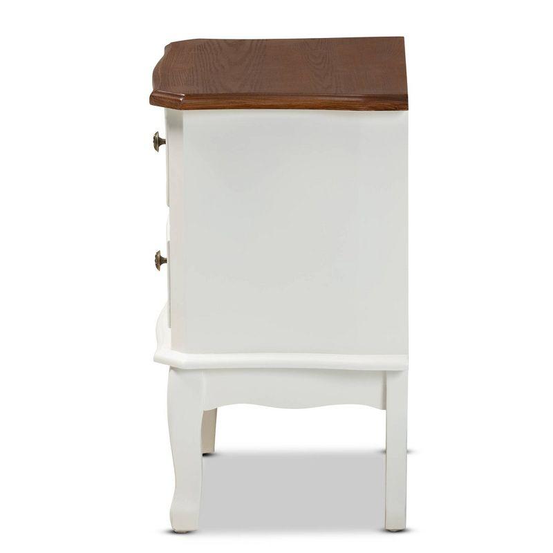 Darlene French White & Cherry Brown Traditional 2-Drawer Nightstand