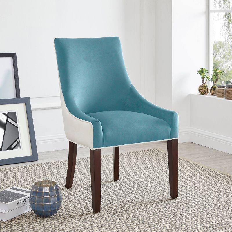 Elegant Seafoam Upholstered Side Chair with Walnut Wood Legs