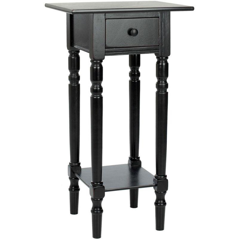 Transitional Gray Pine Wood Rectangular End Table with Storage