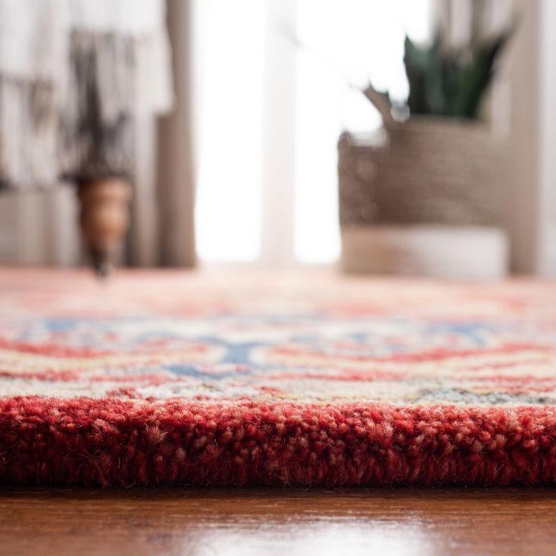 Red and Yellow Hand-Tufted Wool Runner Rug