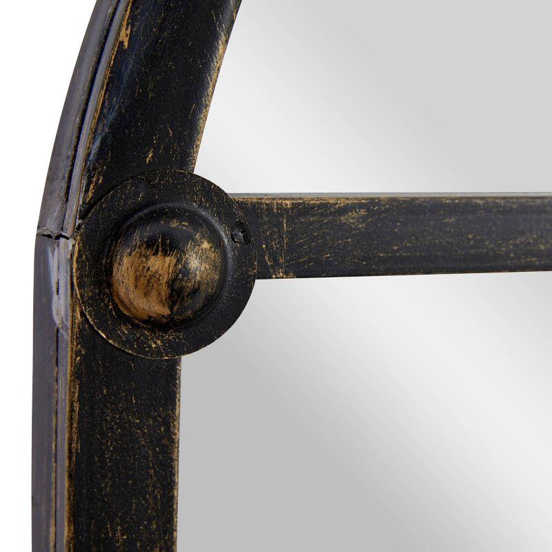 Metal Window Pane Inspired Wall Mirror with Arched Tops and Studs Black - Olivia & May