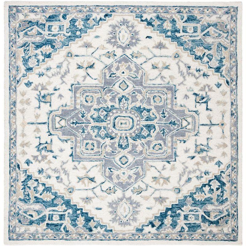 Micro-Loop MLP503 Hand Tufted Area Rug - Ivory/Navy - 5'x5' - Safavieh.