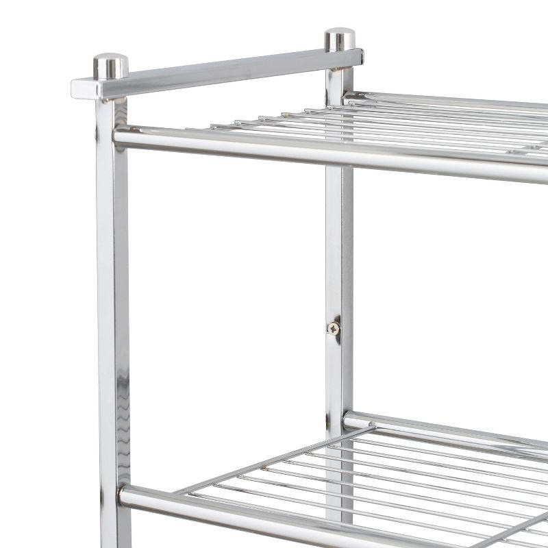 Two Tier Wall Mounting Rack with Towel Bar Silver - Organize It All: Chrome Bathroom Furniture, Storage Cabinet with 2 Shelves