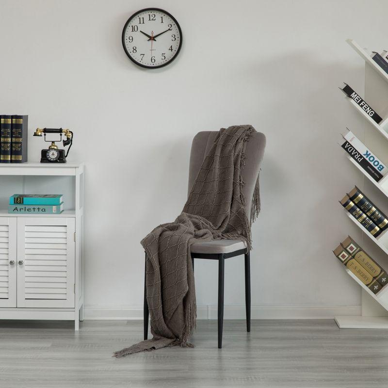 Gray Velvet Upholstered Side Chair with Metal Legs