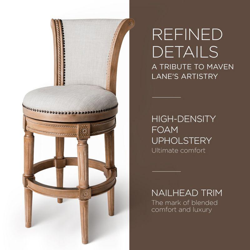 Weathered Oak Swivel Bar Stool with Leather Upholstery