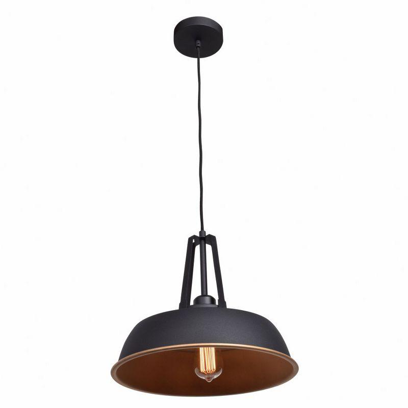 Nostalgia Matte Black 11" Industrial LED Pendant with White Glass