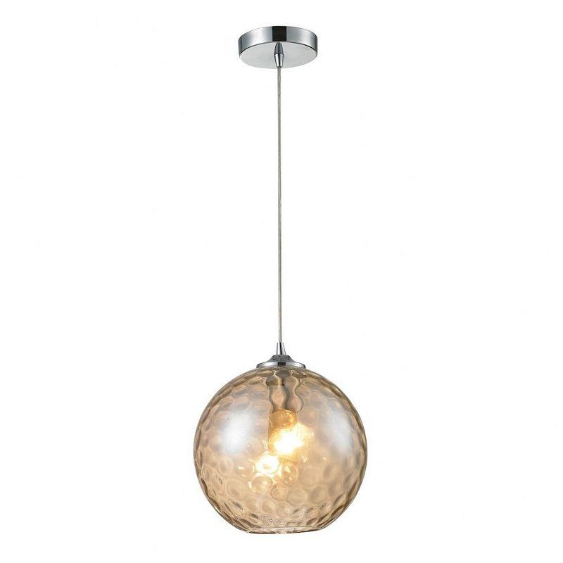 Champagne Hand-Blown Glass Mini Globe Pendant in Polished Chrome