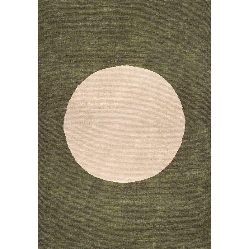 4' x 6' Cirkel Minimalist Geometric Dot Machine-Washable Area Rug, Olive/Cream - JONATHAN Y