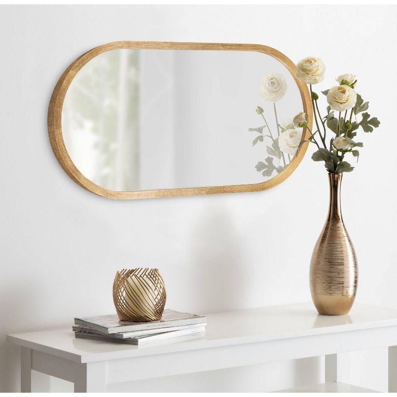 12" x 24" Travis Oval Wall Mirror Gold - Kate & Laurel All Things Decor: Modern MDF Frame, No Assembly Required
