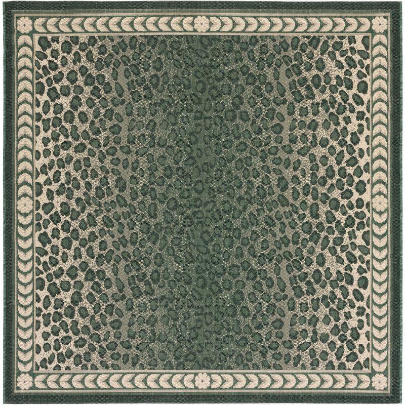 Courtyard CY6100 Power Loomed Indoor/Outdoor Area Rug - Dark Green/Ivory - 6'7"x6'7" - Safavieh.