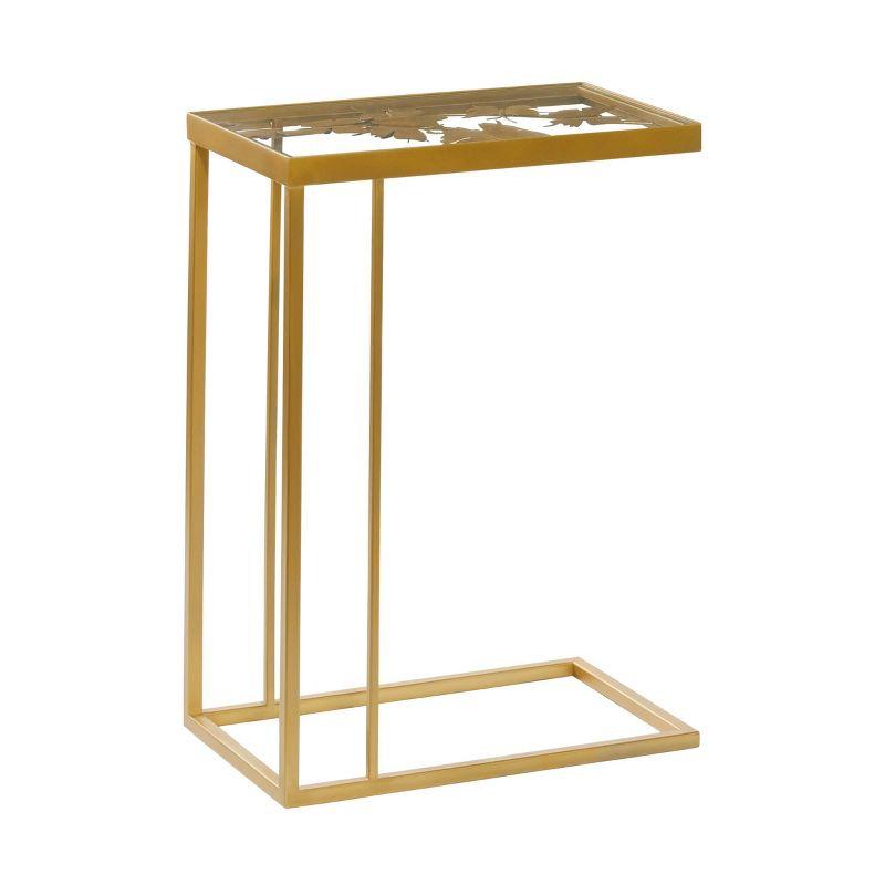 25" Contemporary Metal and Glass Accent Table Gold - Olivia & May