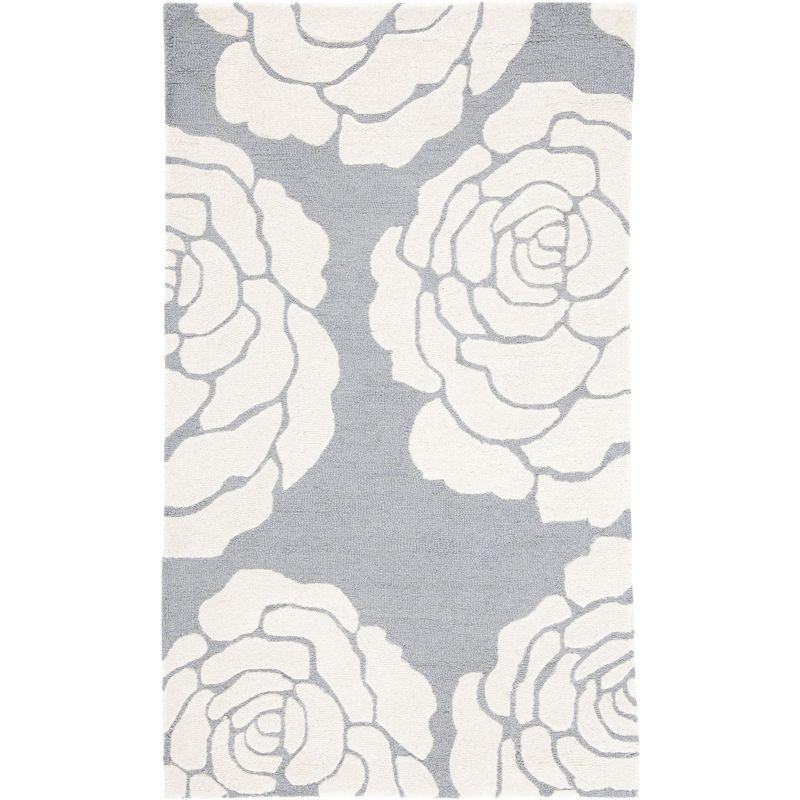 Hand-Tufted Dark Grey/Ivory Wool 4' x 6' Rectangular Area Rug