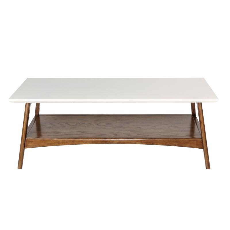 Avenu Mid-Century Rectangular Coffee Table with Oak Veneer Shelf