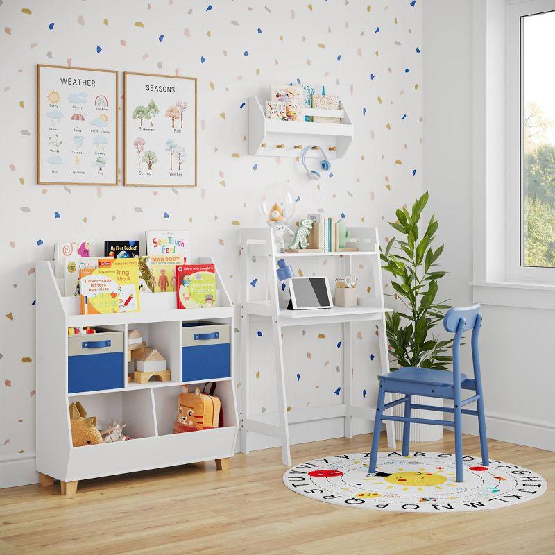 RiverRidge Home Riverridge Kids Art Table Desk With Ladder Shelf And Open Storage Shelf For Playroom - White