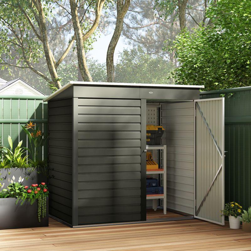 Outsunny 6' x 4' Outdoor Storage Shed, Metal Garden Shed with Lockable Door and Gloves, Tool Shed for Backyard Garden Patio Lawn | Wayfair