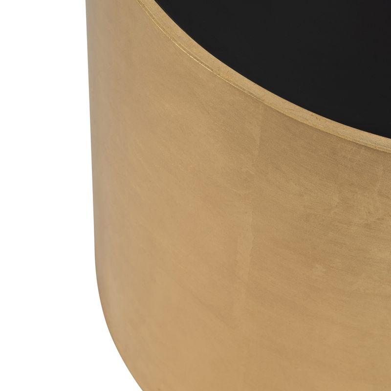 Sagebrook Home 24" Wood and Glass Round Side Table Gold/Black: Elegant Cylinder, No Assembly Required