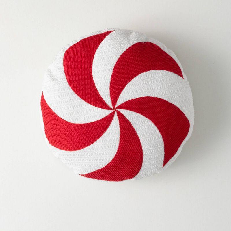 15"H Sullivans Christmas Peppermint Candy Pillow  Red-White