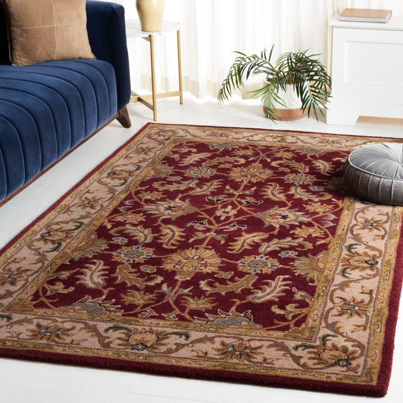 Elegant Heritage Hand-Tufted Wool Square Rug in Red/Ivory